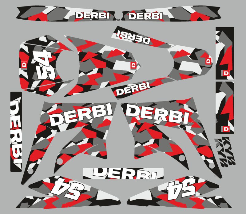 kit déco derbi 50 x treme / racing camouflage rouge