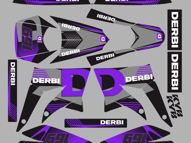 kit deco derbi 50 x treme / racing gotam purple