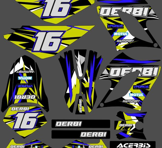 kit deco derbi 50 drd racing farbe blau / gelb