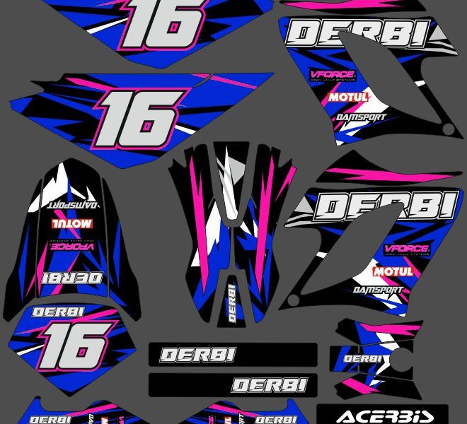 kit deco derbi 50 drd racing color blue / pink