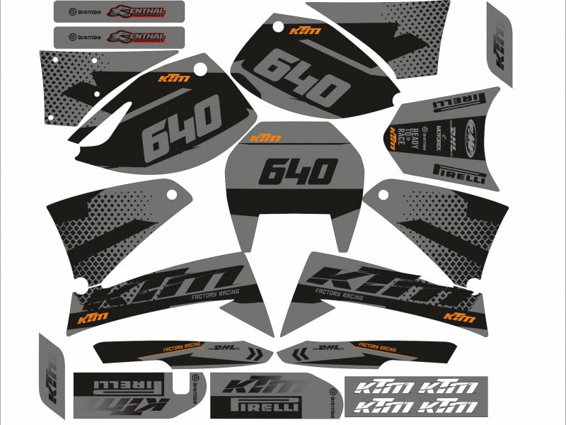 Kit graficos ktm 640 lc4 factory gris