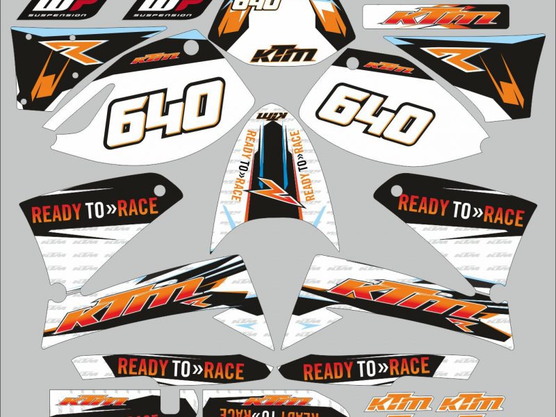 ktm 640 lc4 racing graphic kit white