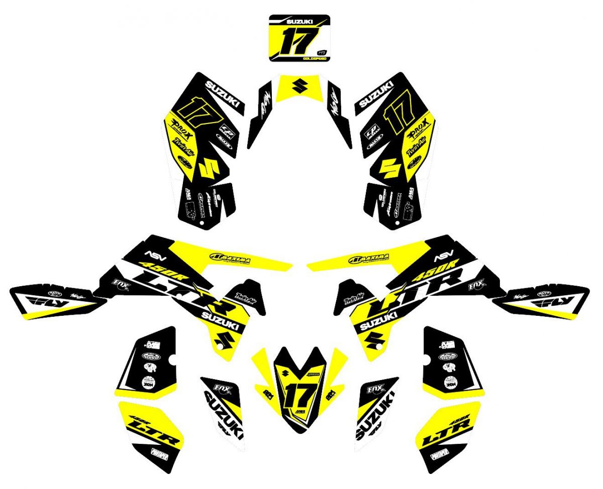 kit déco suzuki ltr 450 dark jaune