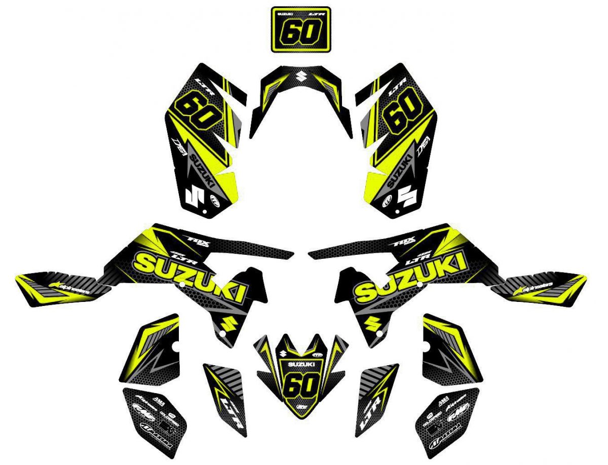 kit déco suzuki ltr 450 racing jaune