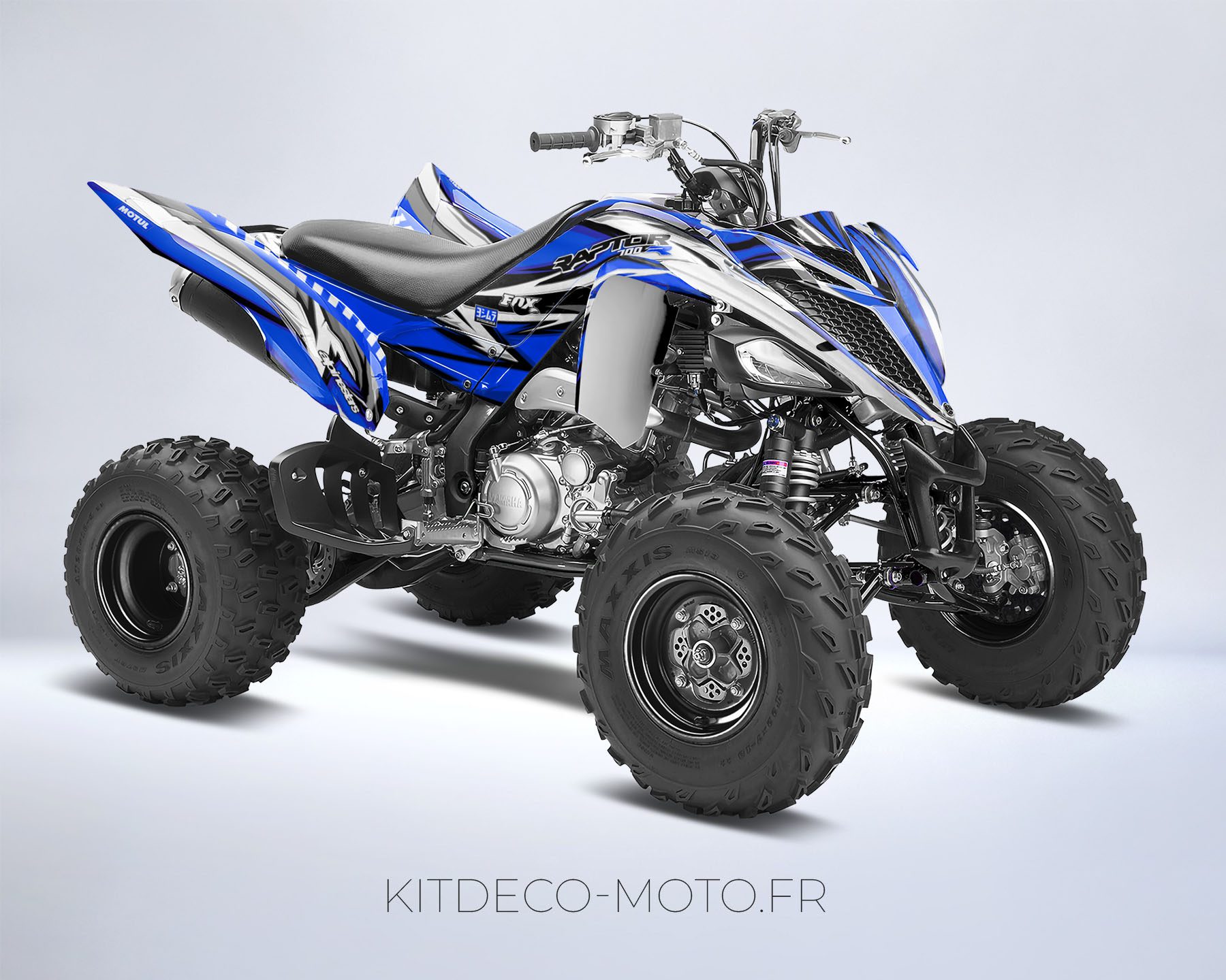 Décoration Moto grande taille bleu et blanc. Mesures: 23x41x13 cm.