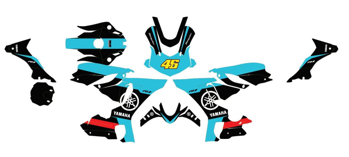 kit déco yamaha r1 factory cyan