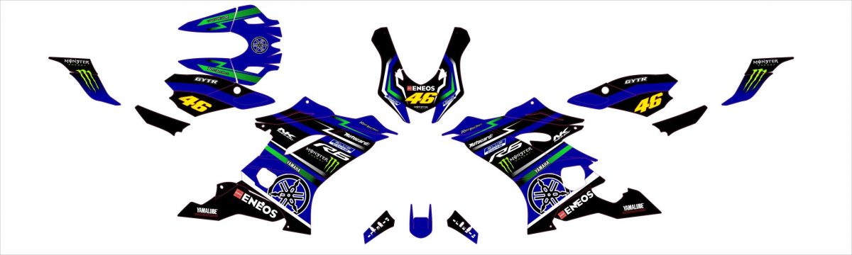 kit déco yamaha r6 monster bleu