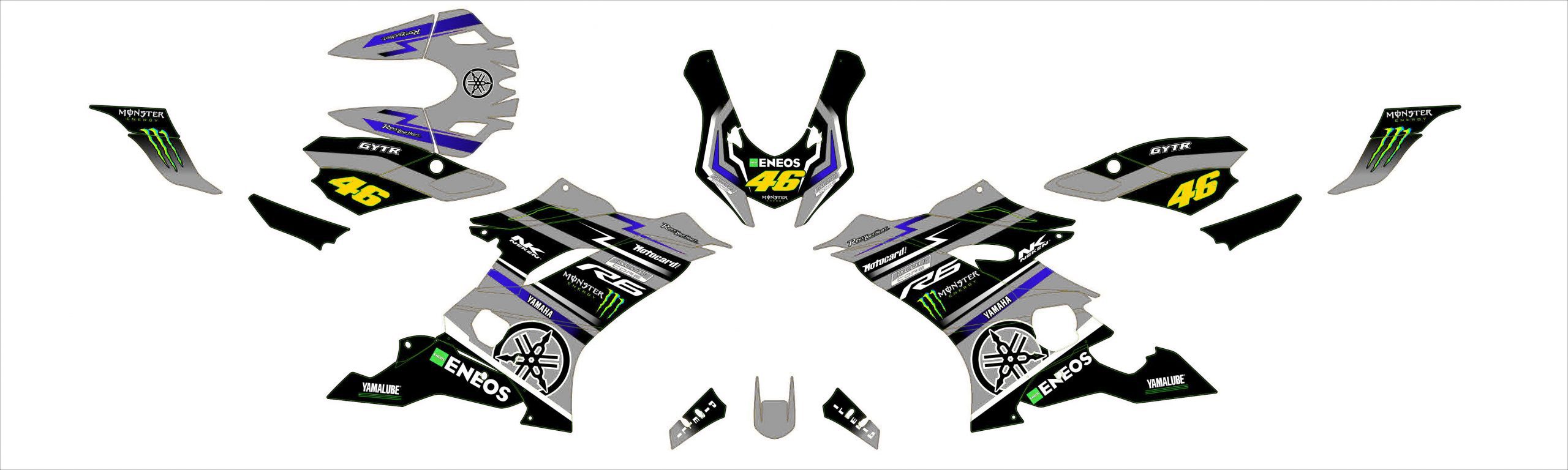kit déco yamaha r6 monster gris
