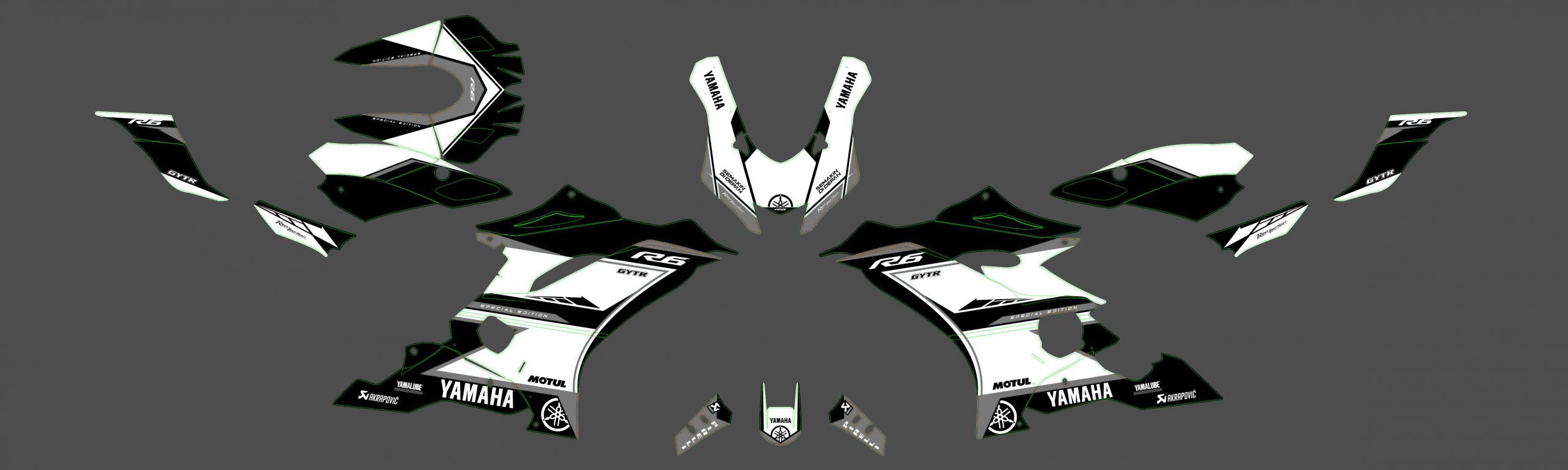 kit déco yamaha r6 racing gris