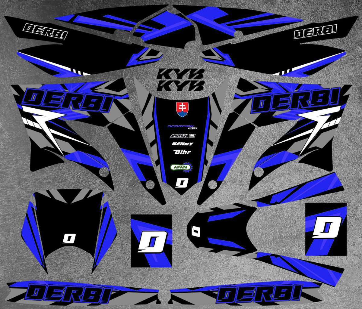 kit deco derbi 50 x treme / racing carem blu