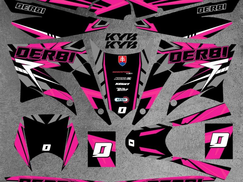 kit deco derbi 50 x treme / racing carem pink