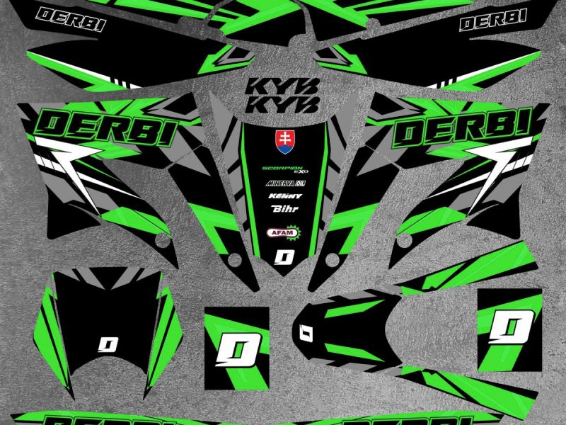 kit grafico derbi 50 x treme / racing carem verde
