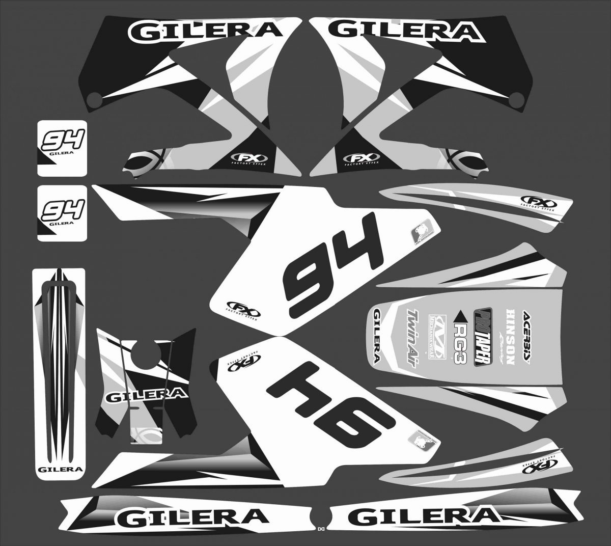 kit déco gilera rcr avant 2011 factory gris