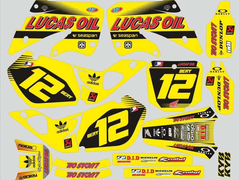 honda 125 / 250 cr (1997 1999) graphic kit – lucas oil yellow
