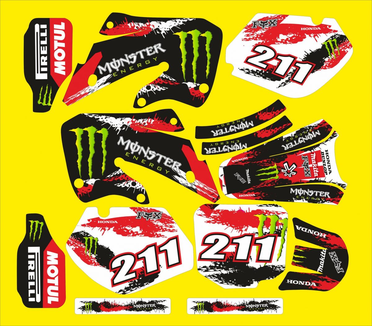 kit déco honda 125 / 250 cr (1997 1999) – monster rouge