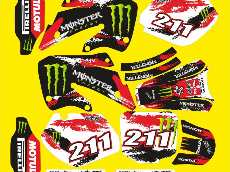honda 125 / 250 cr (1997 1999) graphic kit – monster red