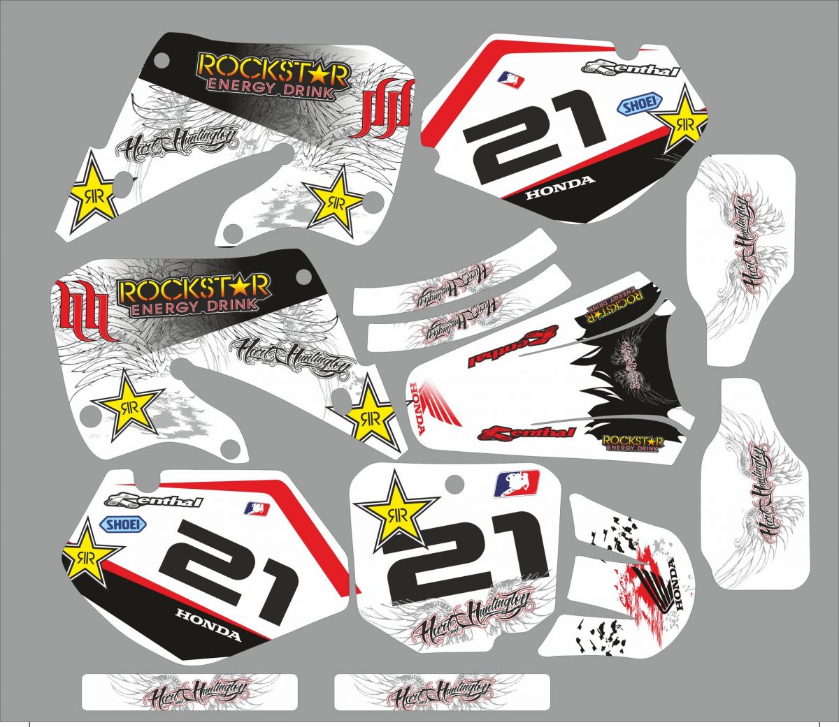kit déco honda 125 / 250 cr (1997 1999) – rockstar blanc