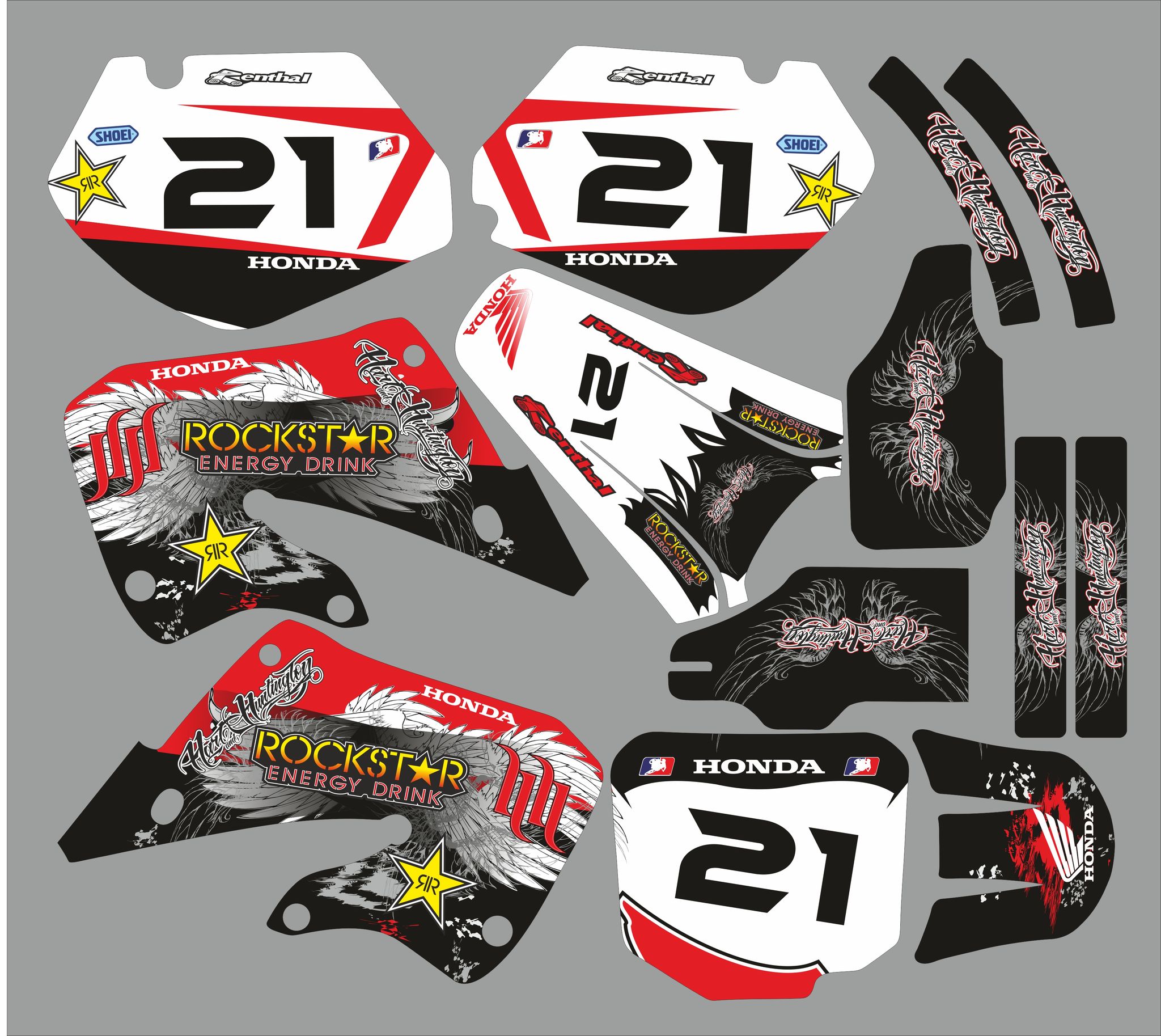 kit déco honda 125 / 250 cr (1997 1999) – rockstar rouge