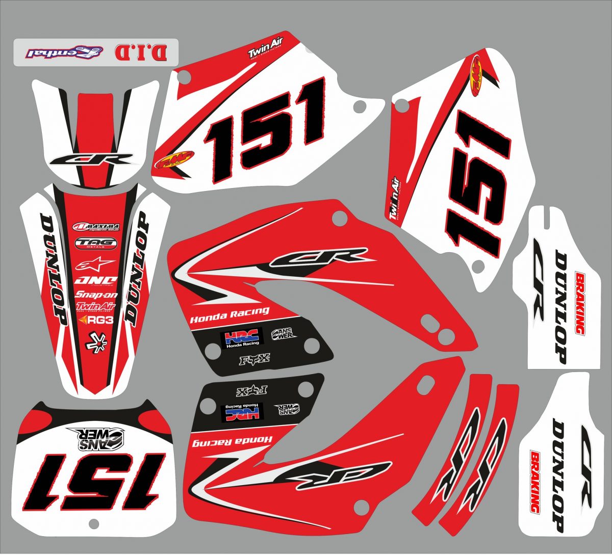 kit déco honda 125 / 250 cr (2000 2001) – type origine