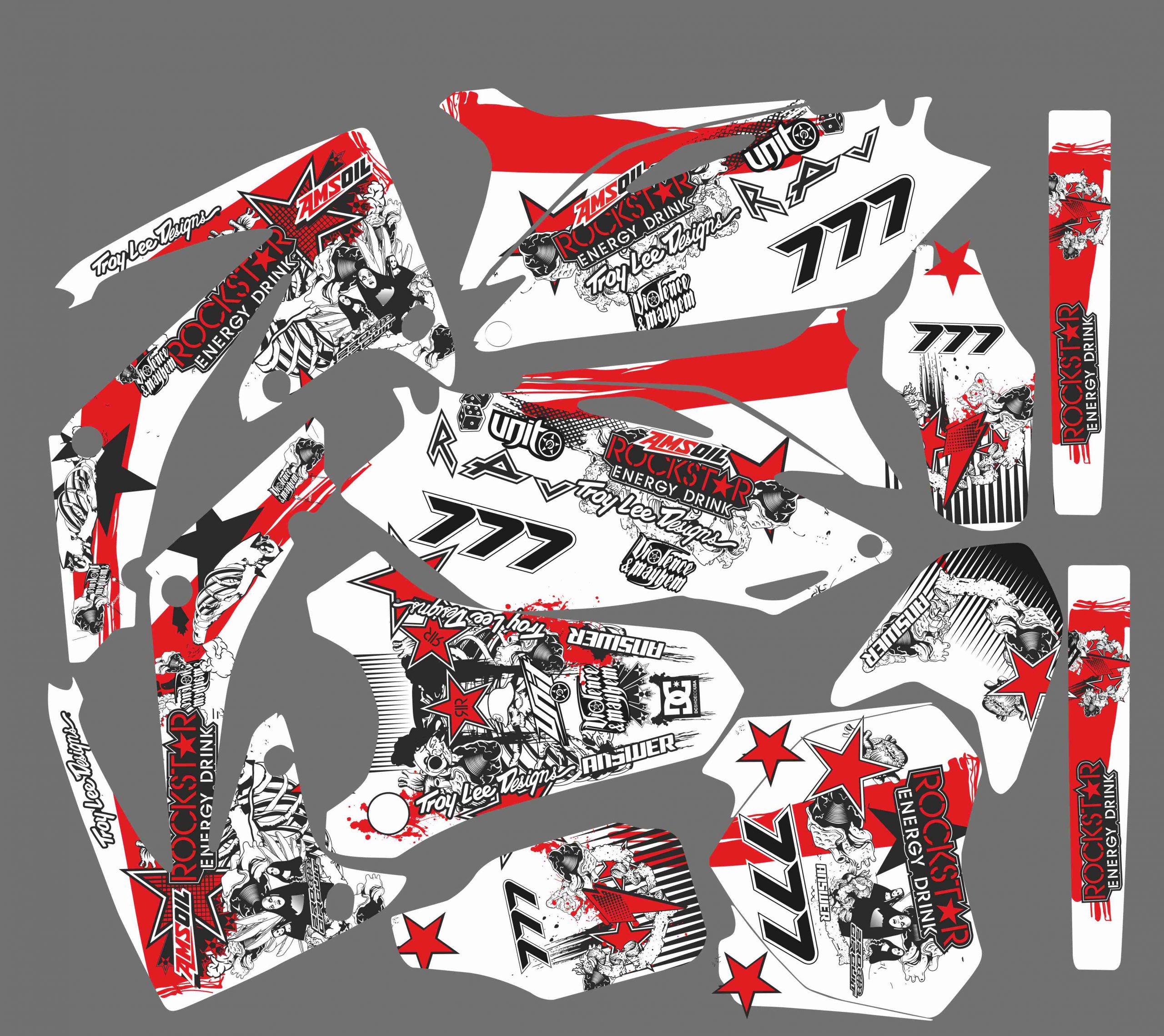 kit de graficas honda 450 crf (2009 2012) rojo rockstar