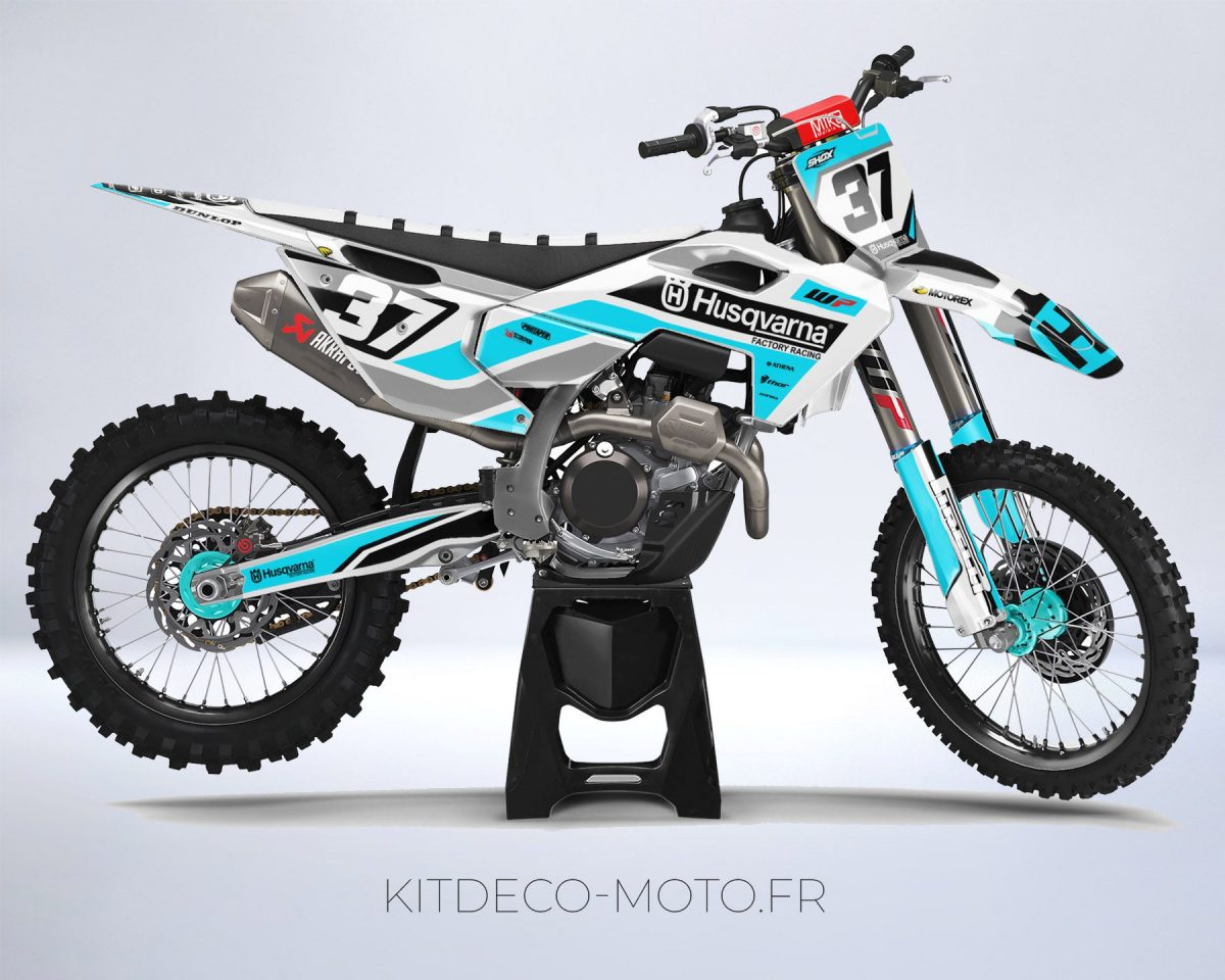 kit déco husqvarna 250 / 450 fc (2023) texte cyan