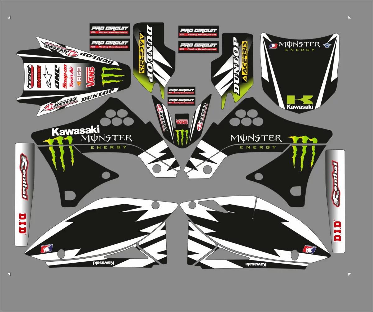 kit déco kawasaki 250 kxf (2009 2012) monster noir