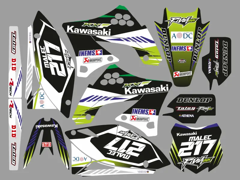 kit grafico kawasaki 250 kxf (2009 2012) racing