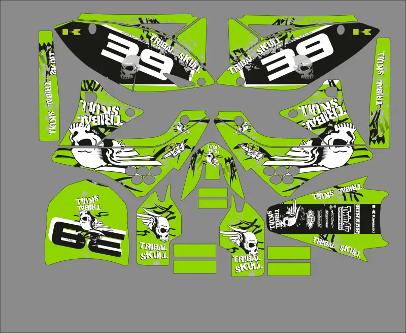 zestaw graficzny kawasaki 250 kxf (2009 2012) tribal green