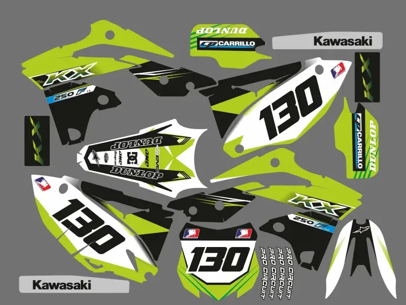 kit gráfico kawasaki 250 kxf (2013 2016) verde #2