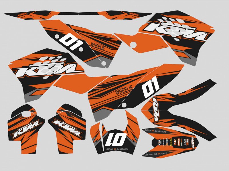 graphic kit ktm sx / sxf (2007 2010) wheelie orange