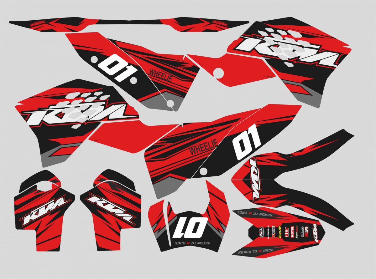 kit déco ktm sx / sxf (2007 2010) wheelie rouge