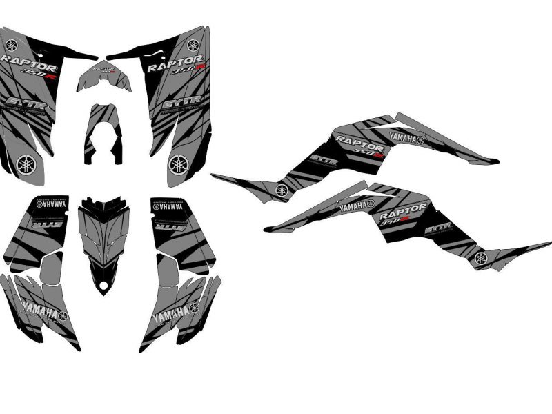 yamaha yfm 350 raptor fabryczny zestaw graficzny szary