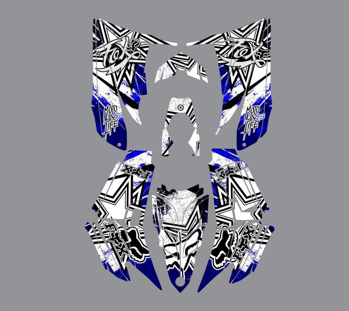 zestaw graficzny yamaha yfm 350 raptor fox niebieski