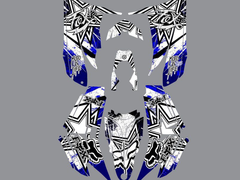 zestaw graficzny yamaha yfm 350 raptor fox niebieski