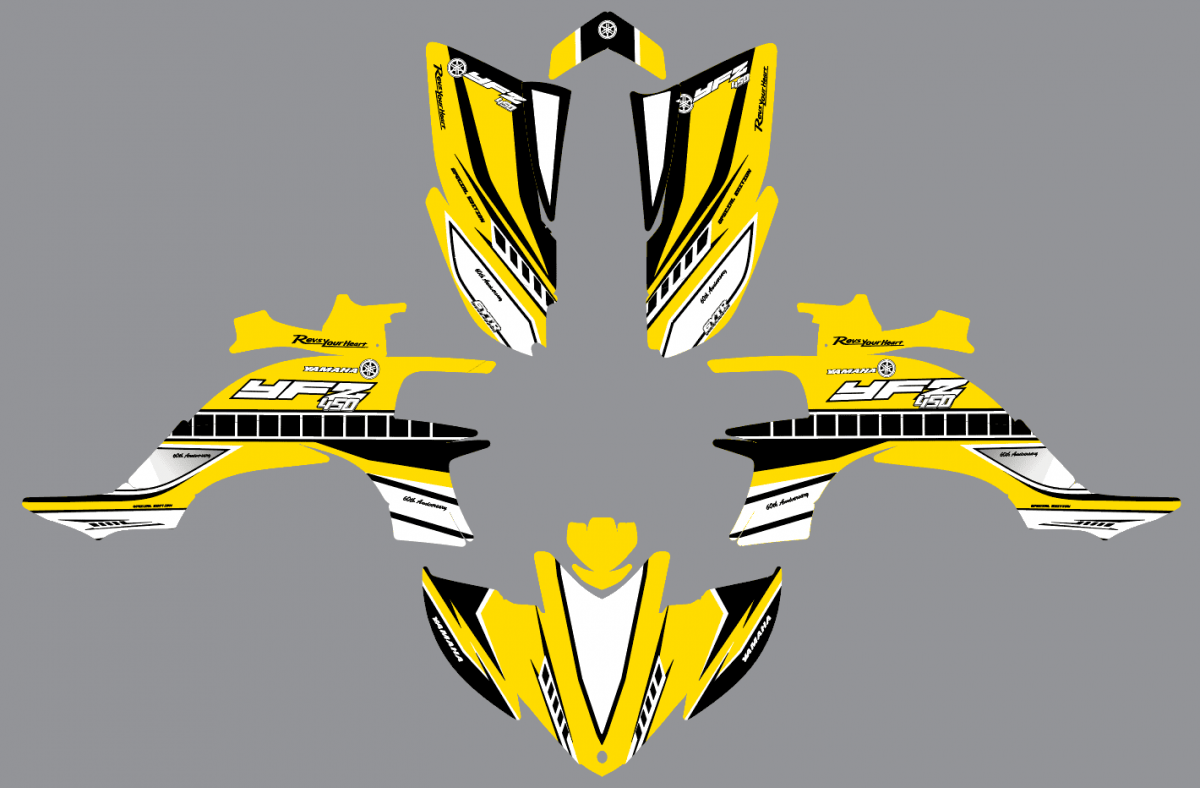kit déco yamaha yfm 450 yfz anniversaire jaune