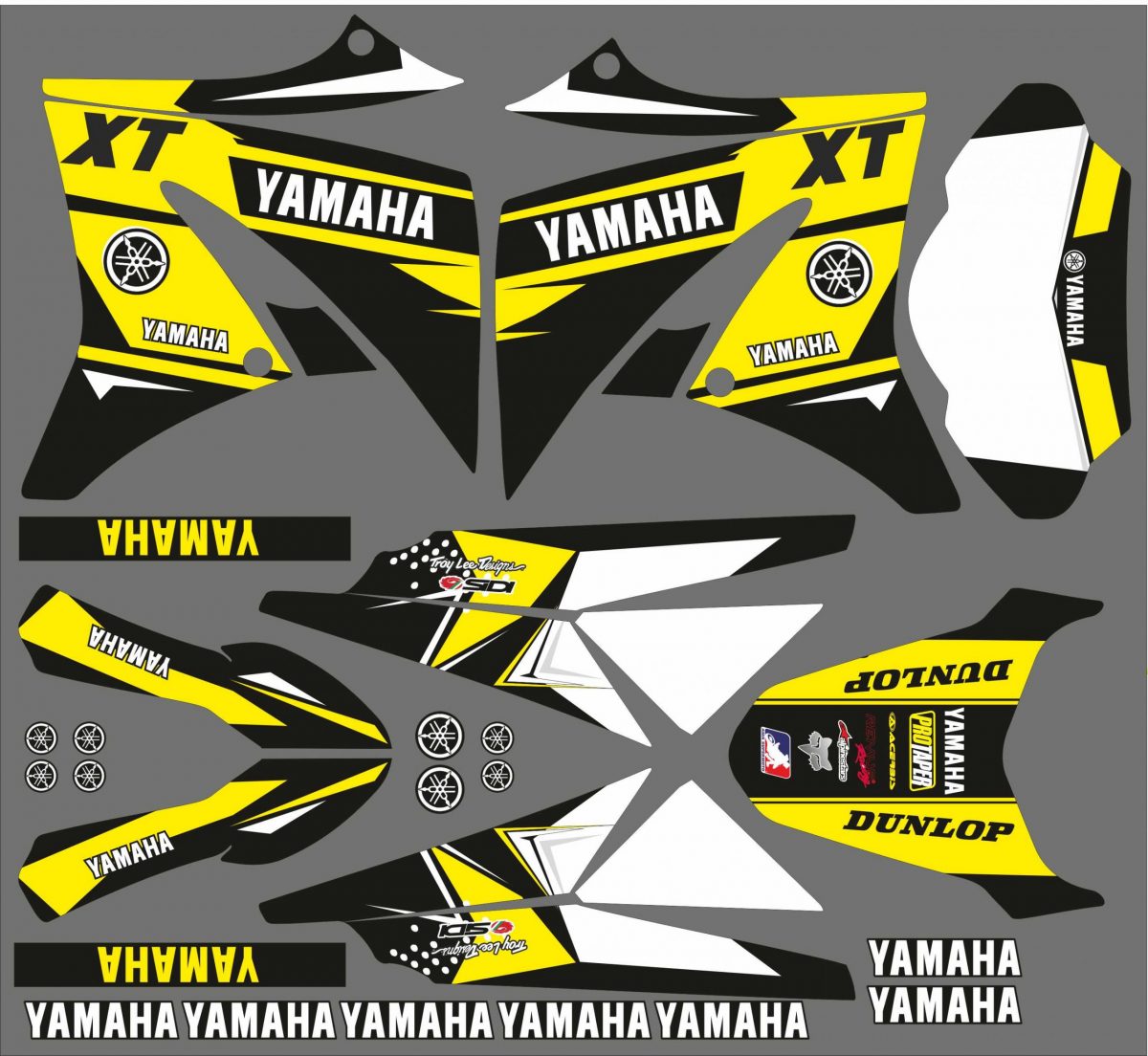 kit grafica yamaha xt 125 – anniversario giallo