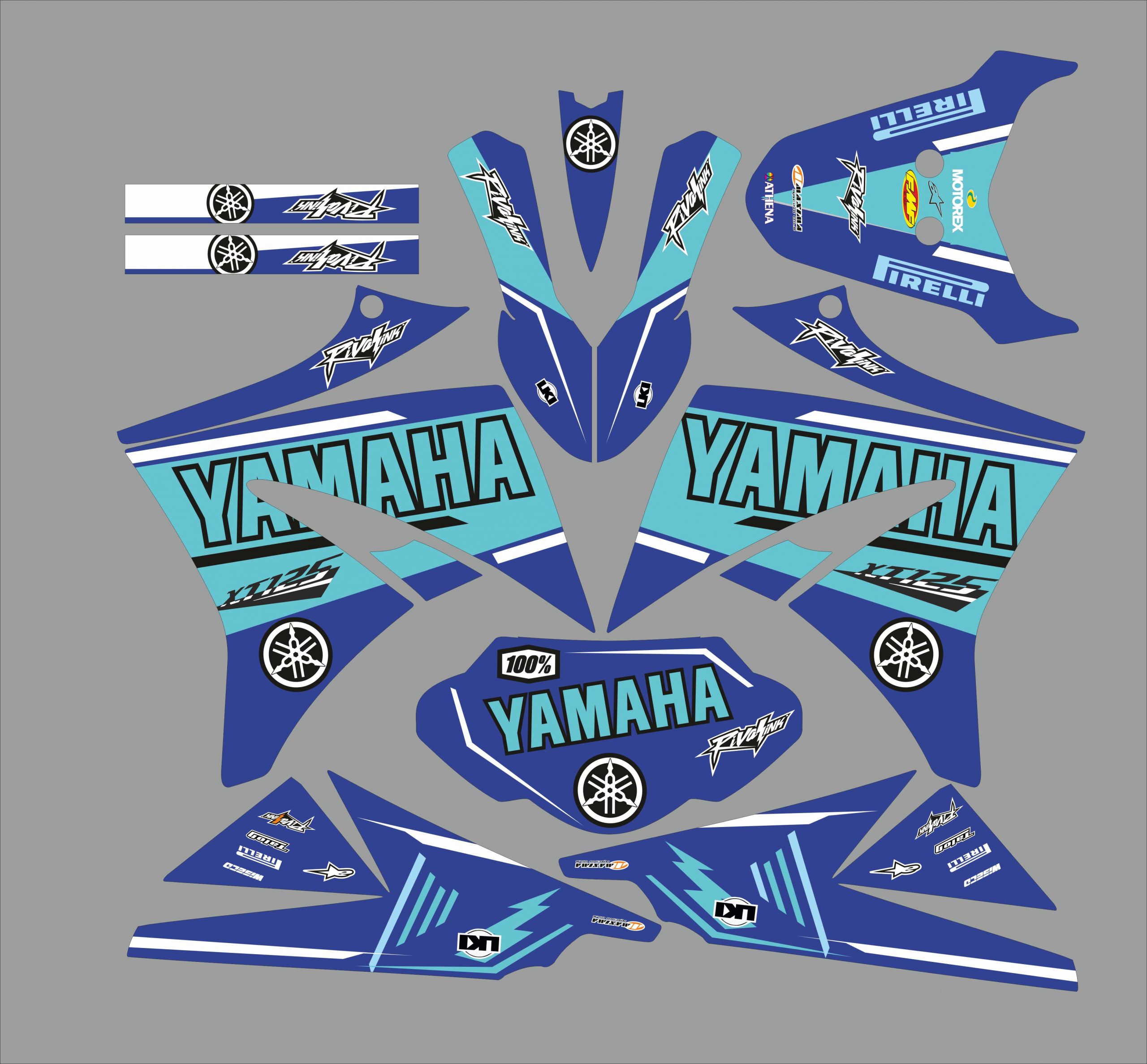 kit grafico yamaha xt 125 – ciano di fabbrica n. 2