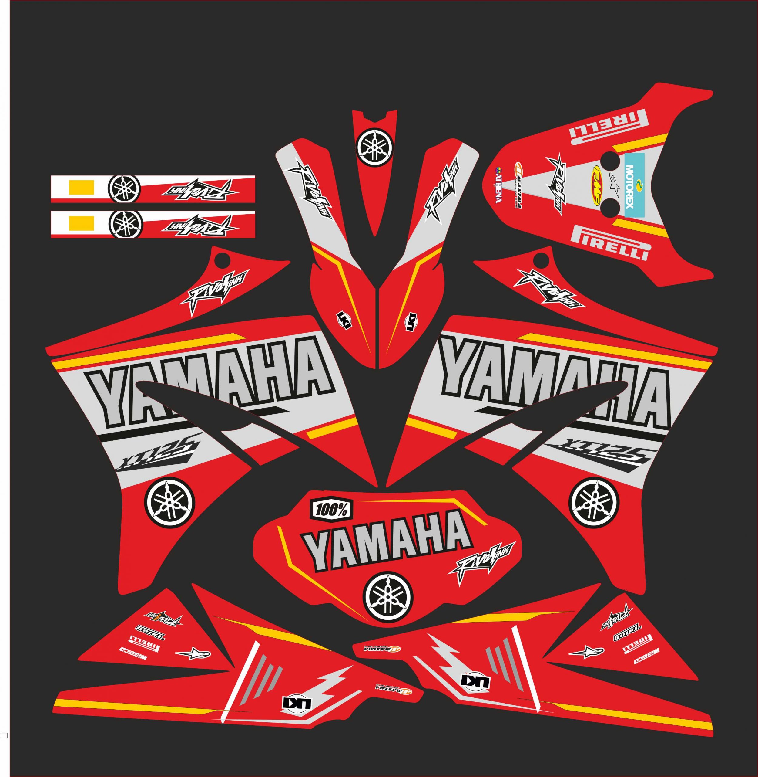 kit grafica yamaha xt 125 – rosso di fabbrica