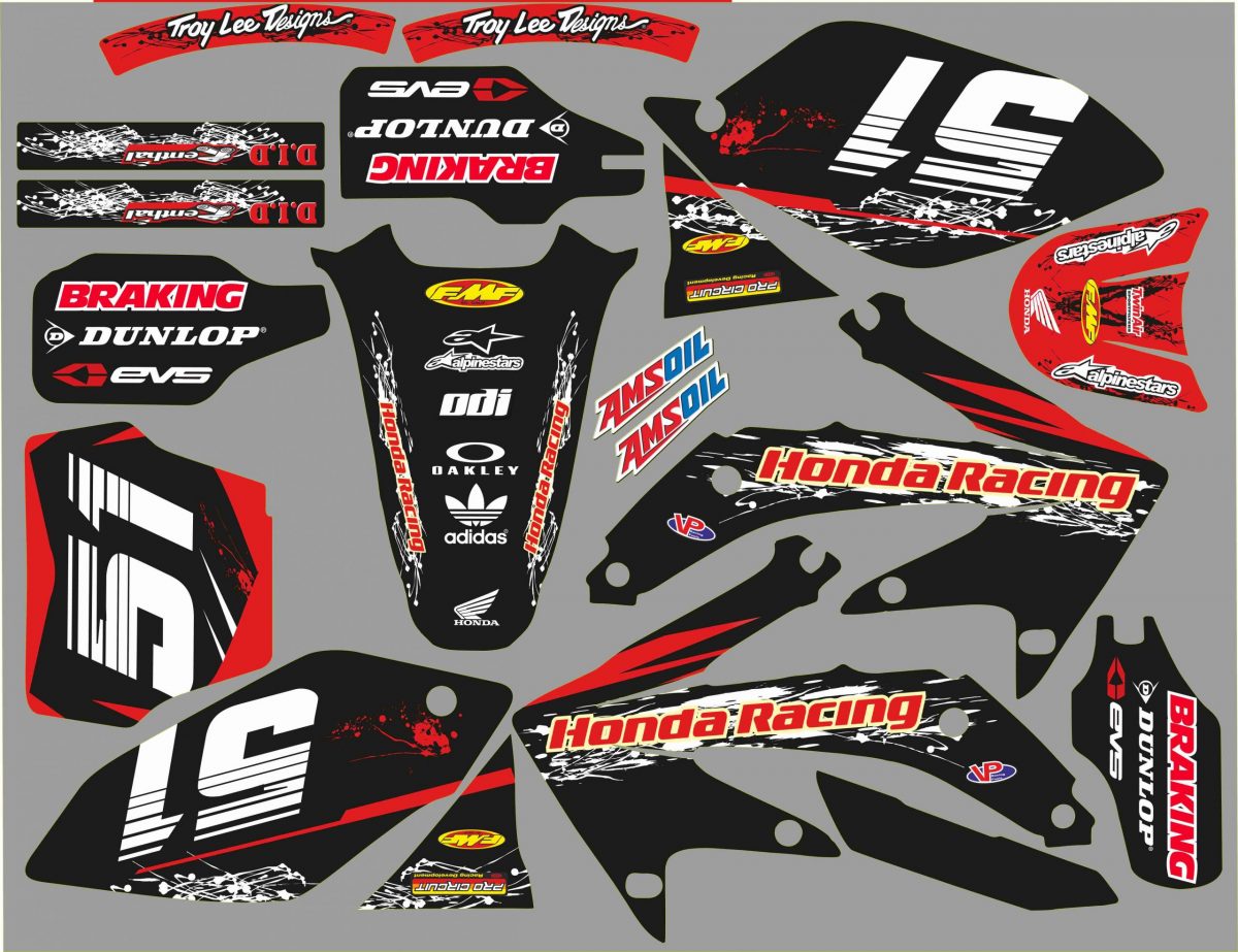 kit déco honda 450 crf (2005 2008) racing noir