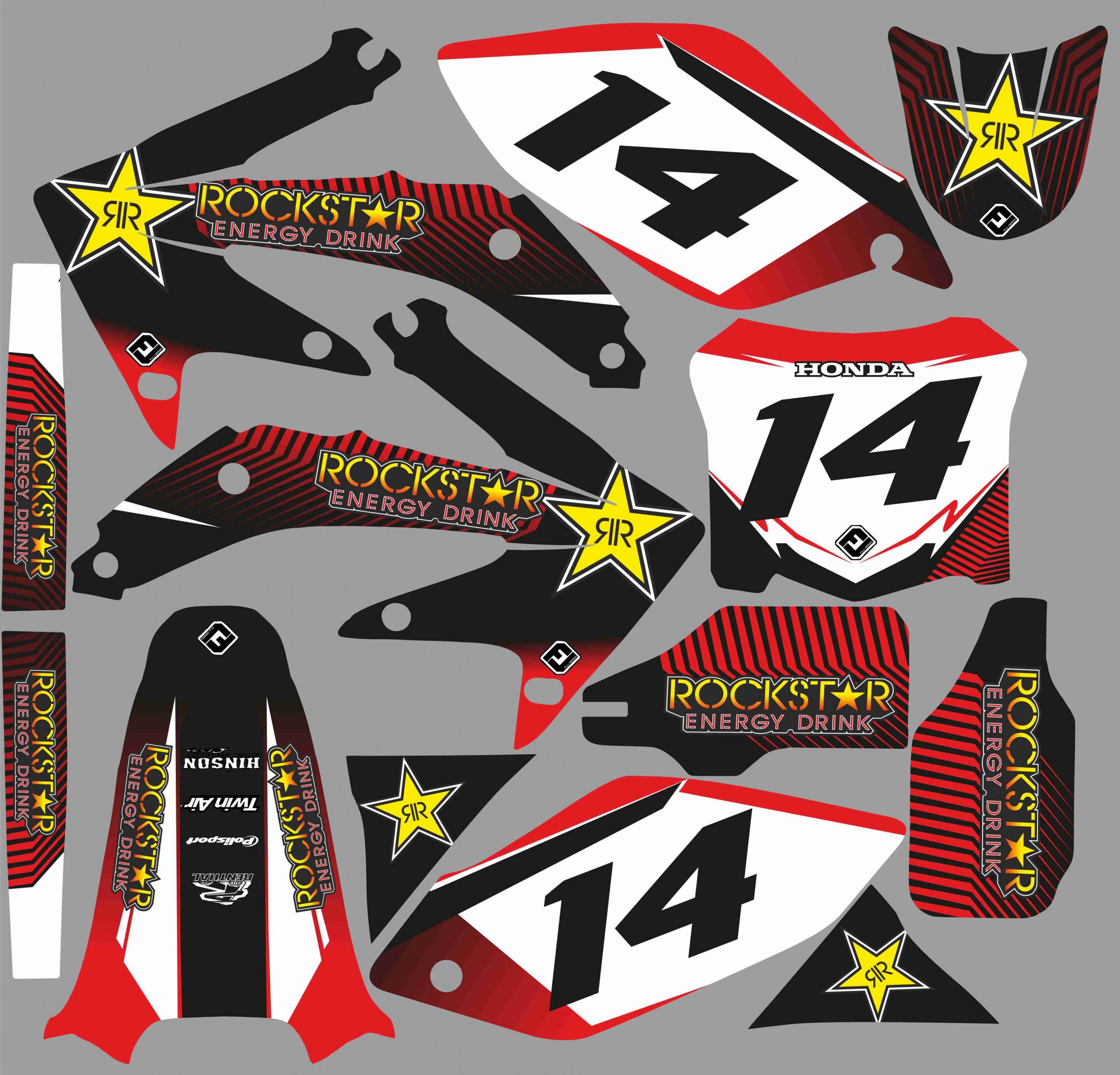kit déco honda 450 crf (2005 2008) rockstar noir
