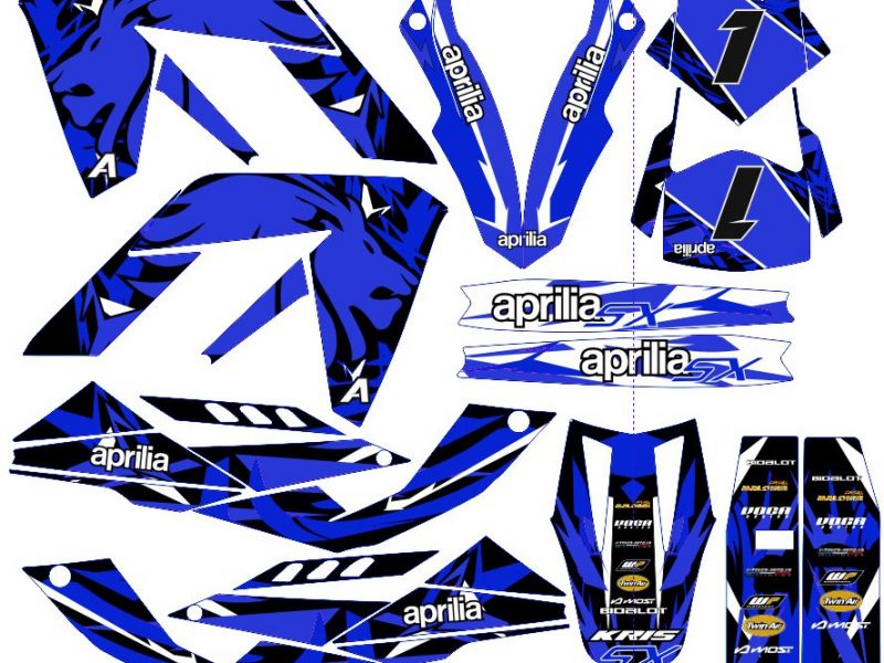 kit grafico aprilia 50 rx / sx (2006 2017) leone blu