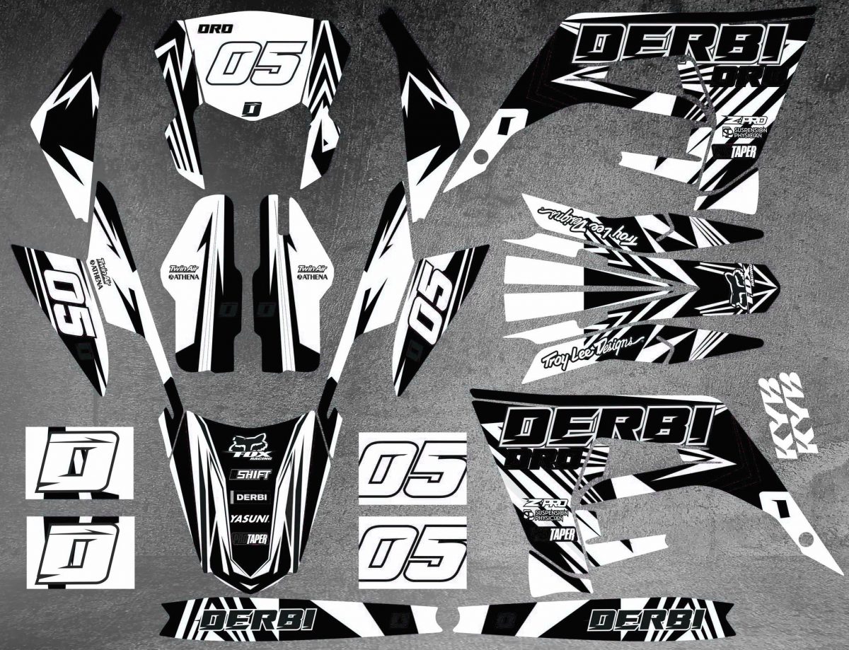kit déco derbi 50 2018 2021 craft blanc / noir