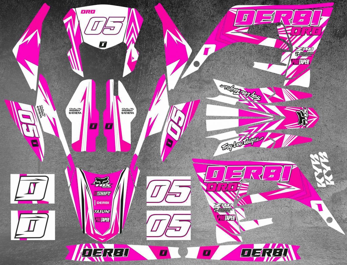 kit déco derbi 50 2018 2021 craft blanc / rose