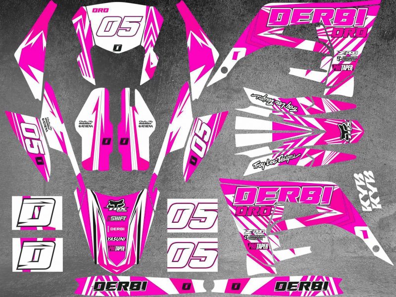 kit deco derbi 50 2018 2021 artesanato branco / rosa