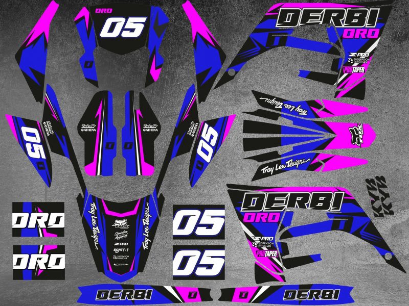 kit deco derbi 50 2018 2021 craft azul / rosa