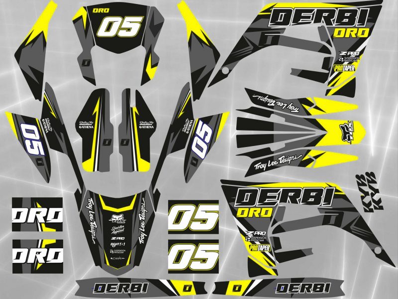derbi 50 2018 2021 craft graphic kit gray / yellow