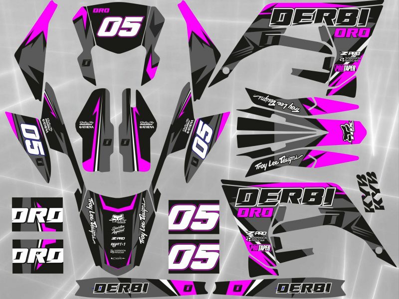 derbi 50 2018 2021 craft graphic kit gray / pink