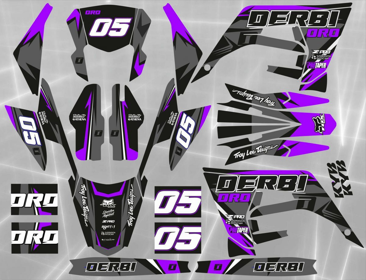 kit déco derbi 50 2018 2021 craft gris / violet