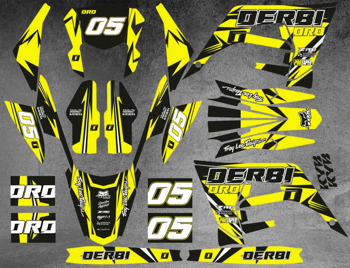 kit déco derbi 50 2018 2021 craft jaune