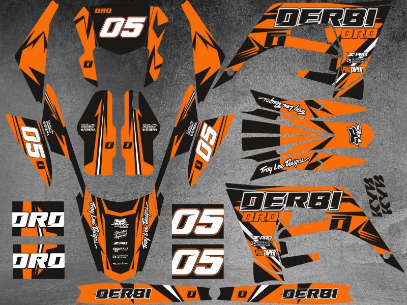 kit déco derbi 50 2018 2021 craft orange